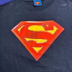 Superman Y2K Warner Bros T Shirt Mens L Blue DC Comics Superhero