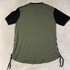 CARBON Men’s Olive Black Graphic Lace Up Side T Shirt XL