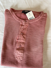 Ralph Lauren RRL Mens Knit Cotton Henley Shirt, Coral Toned, M