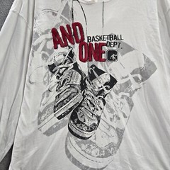 AND1 Men Shirt XL White Hooded Logo Basketball Show Graphic Long Sleeve READ