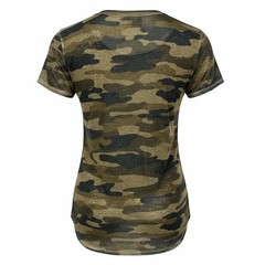 Lucky Brand Women’s XL Brown Camo V-Neck T-Shirt Lightweight Stretch Hi-Low Hem