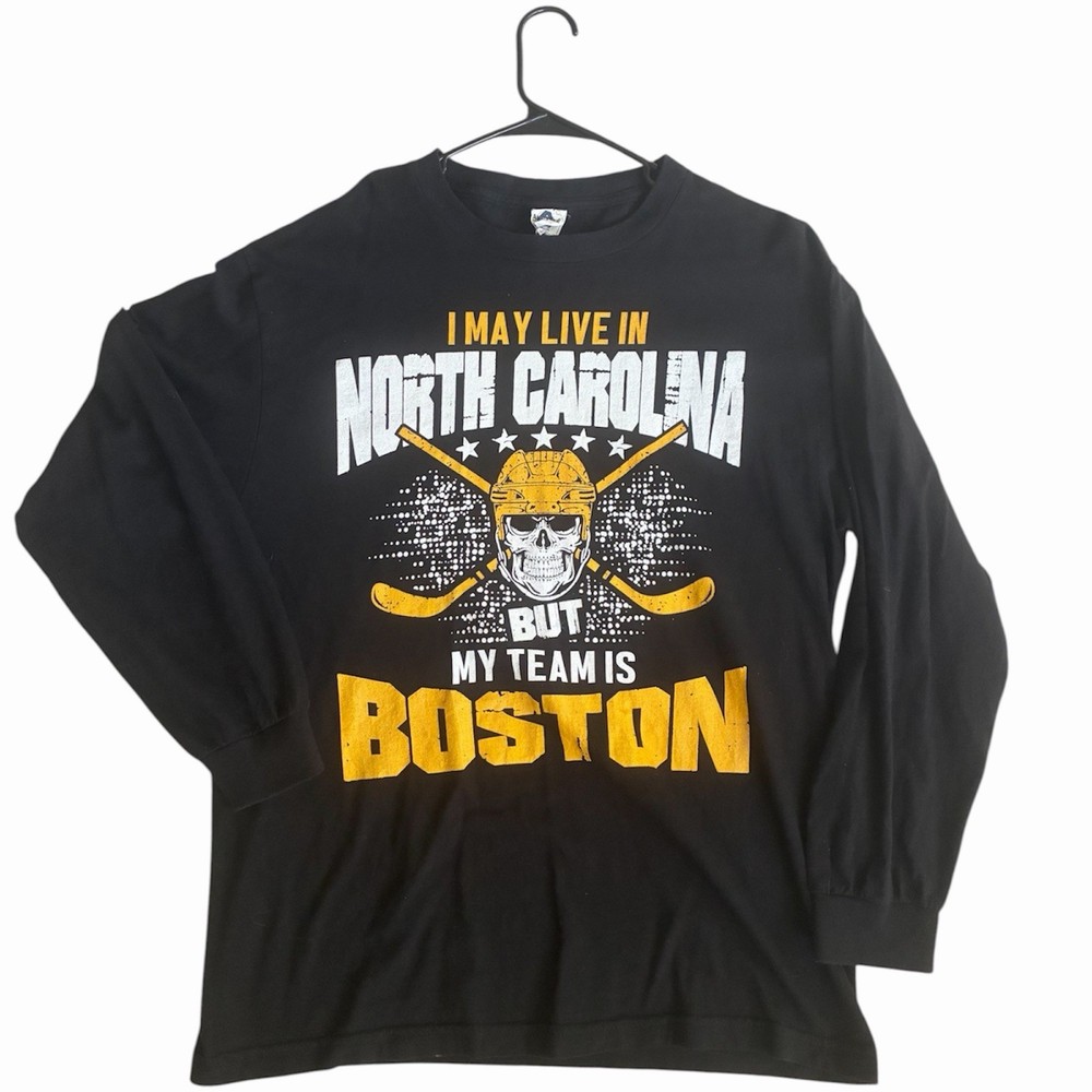 Long Sleeve Alstyle Vintage Black Men’s Long Sleeve My Team Is Boston Hockey