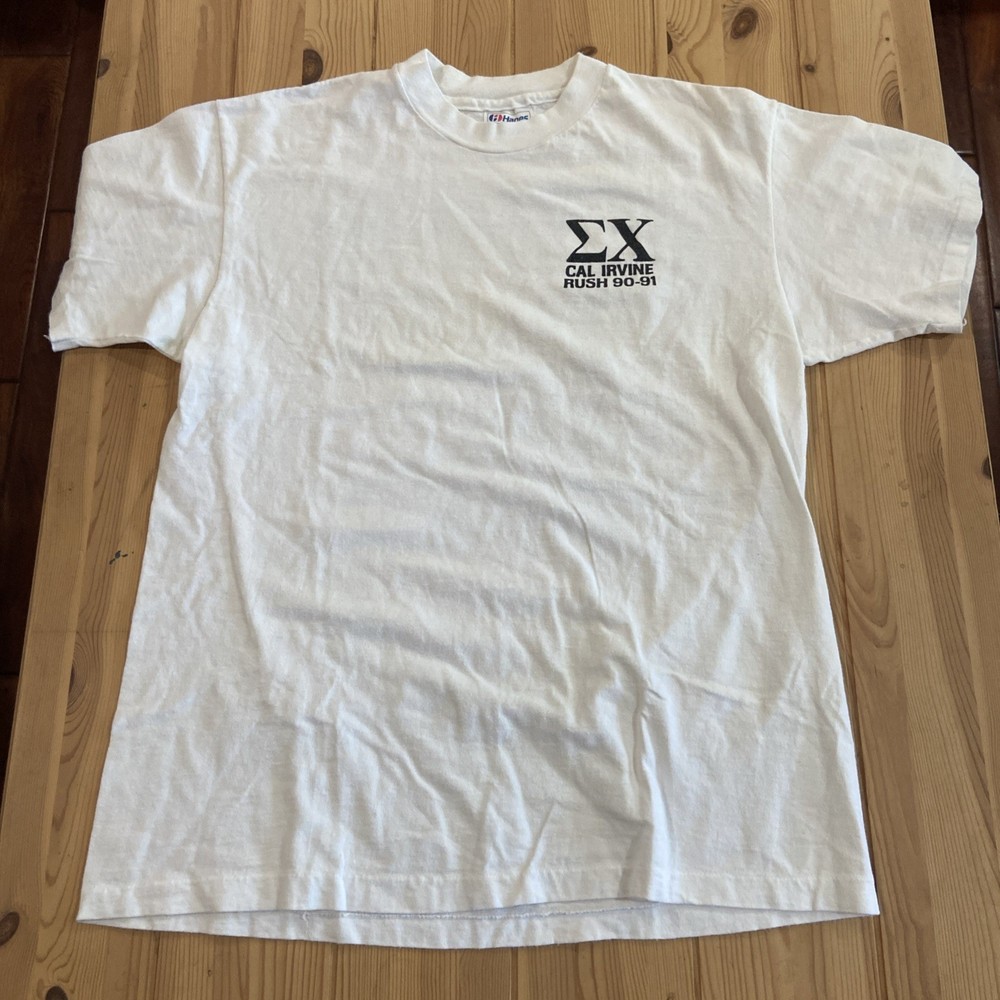 Vintage 1990 Sigma Chi Big Dogs Porch Graphic T-Shirt UCI Irvine Large