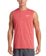 NWT NIKE MEN’S HYDROGUARD Tank Top Swim T-Shirt Heather Red