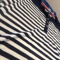 Chaps Active Men’s L Navy/White Striped Short Sleeve Henley Button T-Shirt