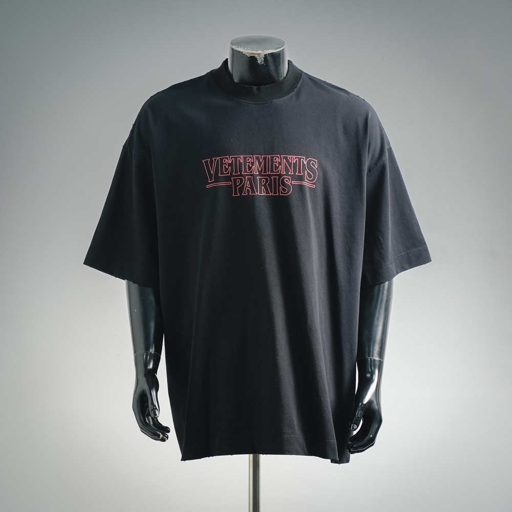 Vetements Paris Black Oversized Logo T-Shirt Men’s Streetwear Graphic Tee