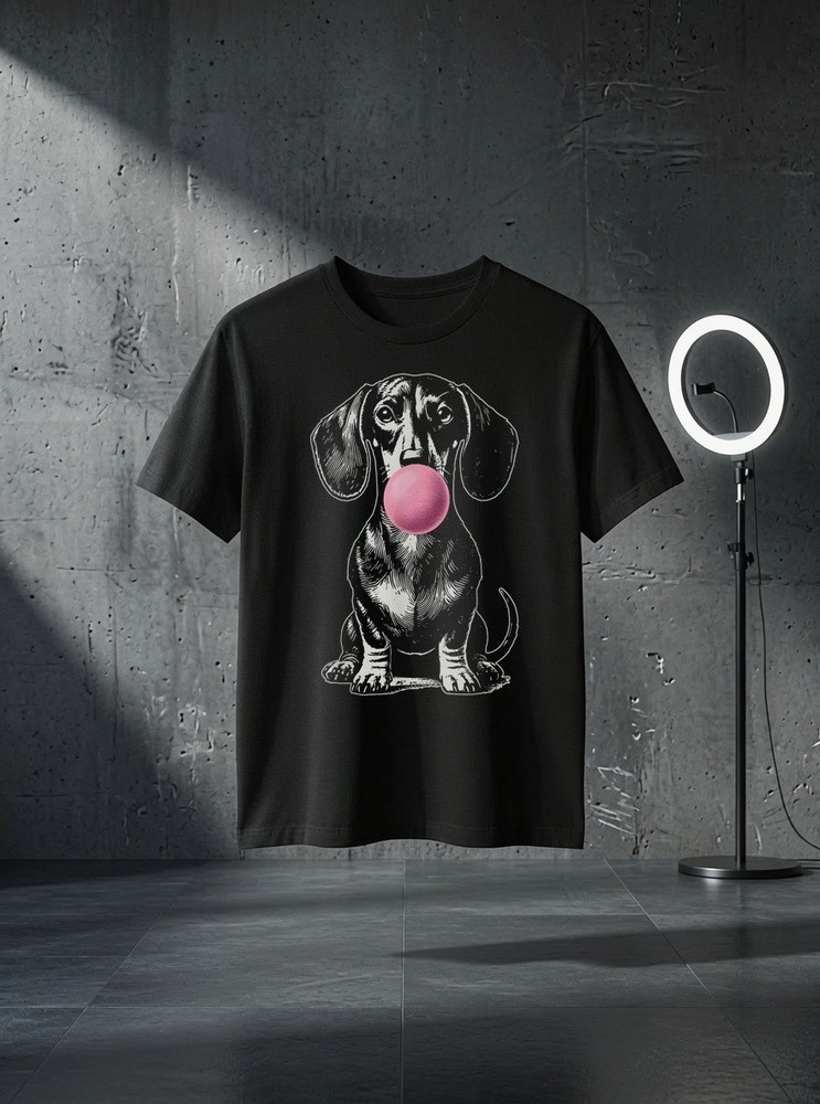 Unisex Vintage Dachshund Blowing Bubble Wiener Dog Dad Mom Owner Graphic T Shirt