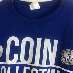 Mens Large Coin Collecting Makes Cents Cotton T-Shirt Port & Company Blue
