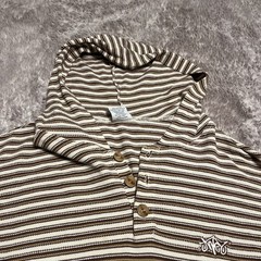 Vintage Jnco Shirt Mens 2 Beige Stripe Henley Hoodie Embroidered Made In USA 90s