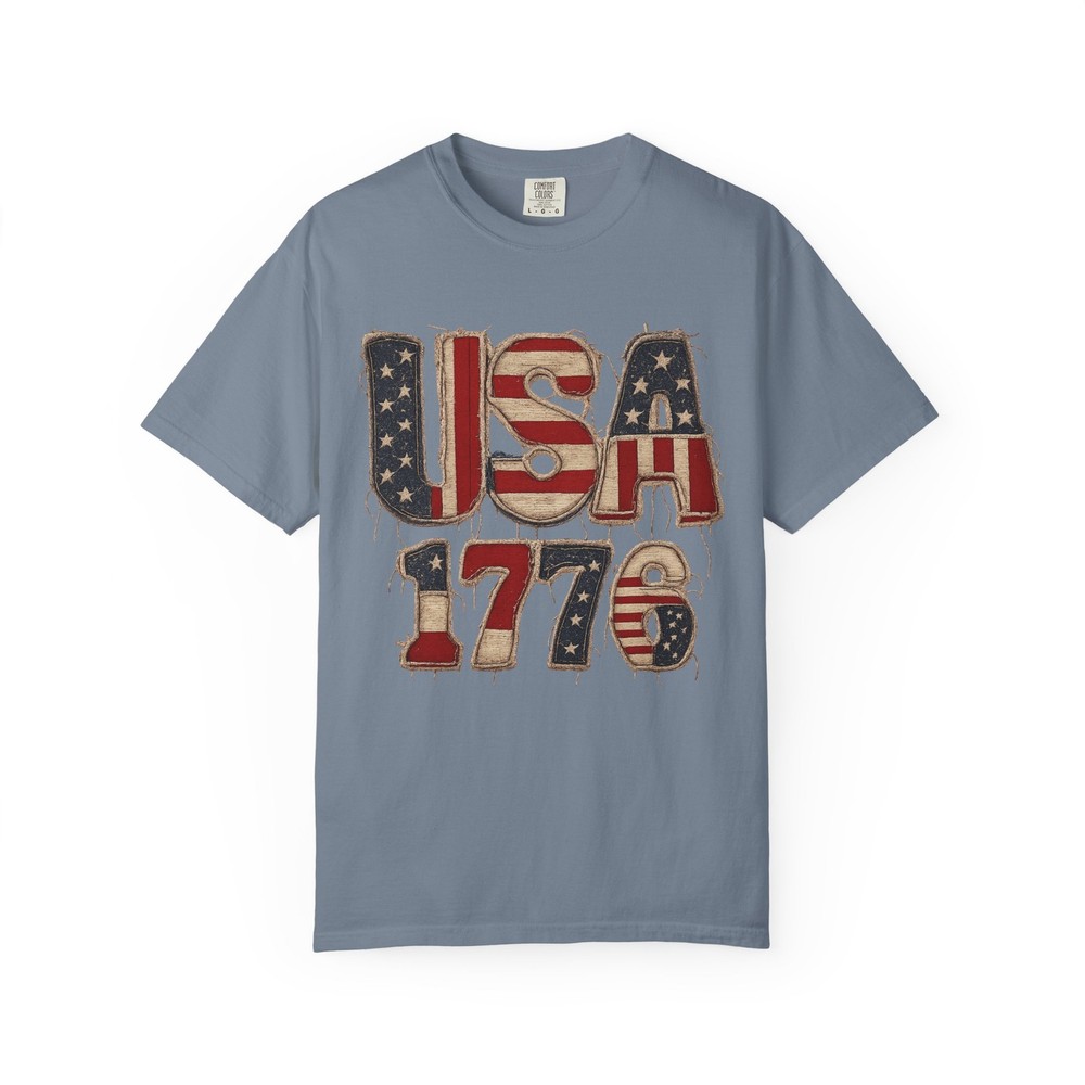 1776 Flag Letters T-Shirt | Patriotic American Tee | Mens Graphic T-shirt