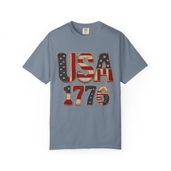 1776 Flag Letters T-Shirt | Patriotic American Tee | Mens Graphic T-shirt