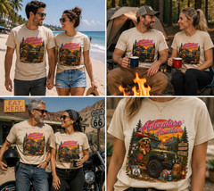 Adventure Awaits Dog Lover Camping Jeep Off Road Golden Retriever Shirt