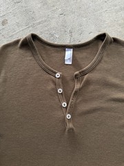 American Apparel Brown Thermal Henley Shirt Dexter Morgan USA Men’s Large