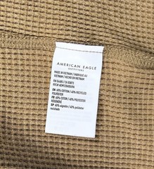 American Eagle Men’s L Khaki Super Soft Standard Fit Waffle Knit Thermal Shirt