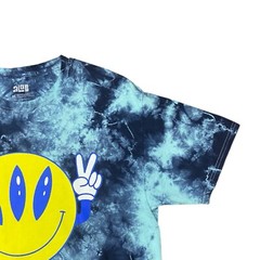 Alab Dark Blue Tie Dye Crew Neck Short Sleeve Smiley Face Tee Tshirt Size Medium