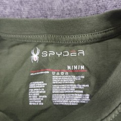 Spyder Shirt Mens Medium Green Short Sleeve Blue Logo Crew Neck