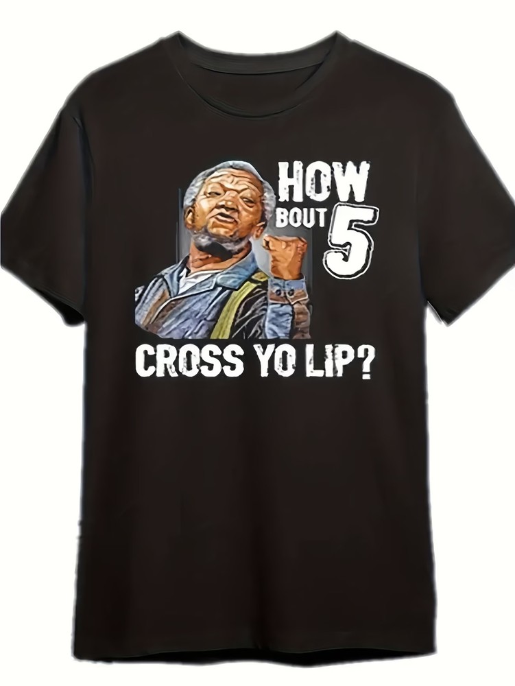 Funny Men’S Short Sleeve Sanford and Son TV Show Redd Foxx Casual Black Cotton T