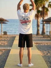 Los Angeles And California Surfing Graphic Print T-Shirt