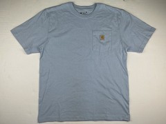 Carhartt Shirt Mens Medium Light Blue/Beige Pocket Workwear Original Fit Cotton