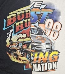 Men’s Trust The Universe Split T-Shirt Auto Racing Black White Size Medium