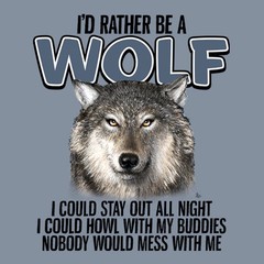 Wolf T-shirt I’d Rather Be S M XL NWT Blue NEW Cotton Nature