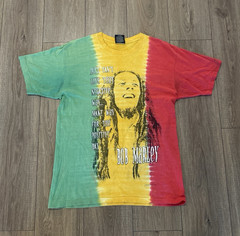 Zion Rootswear Men’s Multicolor Tie-Dye Bob Marley Logo Tee Crew Neck L