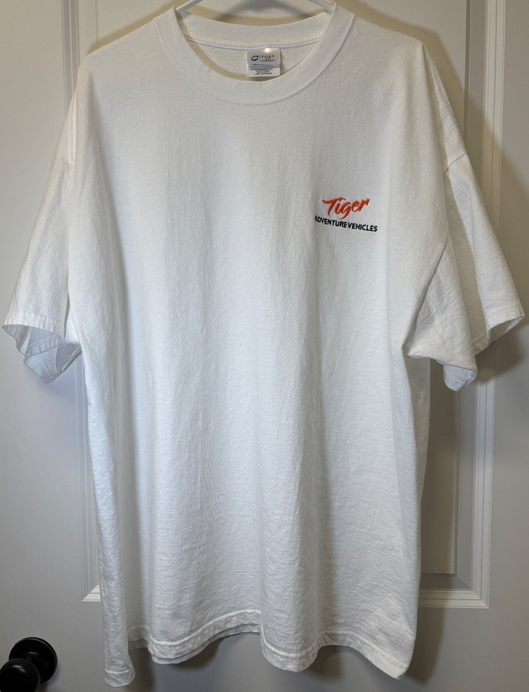 Tiger Adventure Vehicles Logo Men’s White Short Sleeve T-Shirt – 2XL (Off-Road)