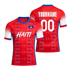 Haiti World Cup 2026 Soccer Jersey Custom Name Number Mesh V-Neck T-Shirt