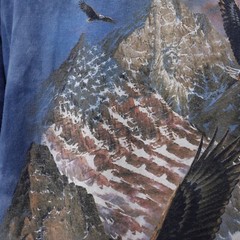 Vintage The Mountain Shirt Medium Blue Tie Dye Mountains Eagle Animals Nature