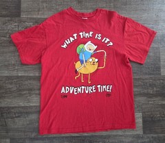 What Time Is It Adventure Time T-shirt Red Excellent Size Large