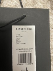 Kenneth Cole Techni-Co Long Sleeve Crew Neck Linen Tee Shirt Large Taupe Heather