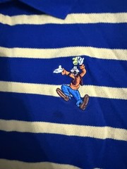 Vintage 90s Disney Store Goofy Embroidered Blue Yellow Striped Polo Tee Size XL