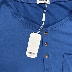 COOFANDY Men’s Blue Short Sleeve 1/4 Button Up Casual Basic T-Shirt Sz 2xl New