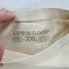 Life Is Good Shirt Mens 2XL Beige Mountain Logo Graphic Hiking Outdoor Tee