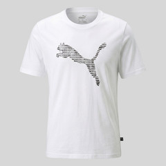 PUMA Mens T-Shirt XL White Cotton Stretch Maxi Cat Logo Graphic Tee Summer Tee