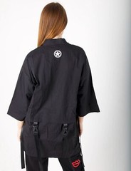 Niepce Matte Black Tee Japanese Samurai T-Shirt Kanji Embroidery Shirt