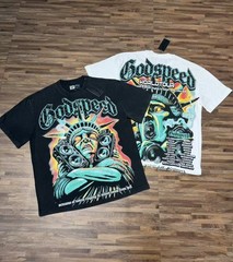 26SS Godspeed Mocking the Statue of Liberty printing Tee Mens Cotton T-shirt