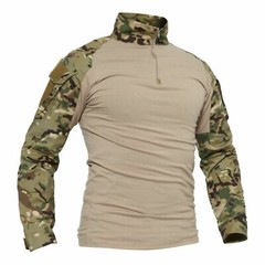 Mens Tactical T-Shirt Long Sleeve Casual Work Rip-Stop Outdoor Hiking Sport Tops