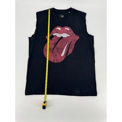 Rolling Stones No 9 Carnaby Logo Muscle Tank Top Black Cotton Mens Medium