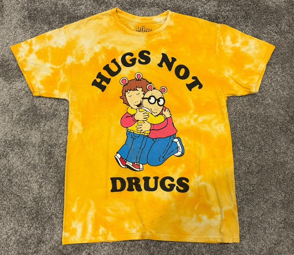 Vintage Y2K Arthur And Buster Bunny Hugs Not Drugs 2001 Marc Brown T-Shirt M