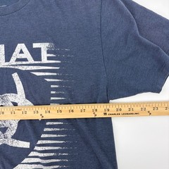 Ariat Mens Shirt Large Graphic Logo Blue Heather Short Sleeve