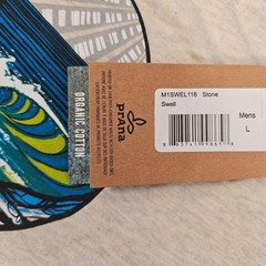prAna Swell Graphic T‑Shirt Men’s Large Stone Organic Cotton Wave M1SWEL116 NWT