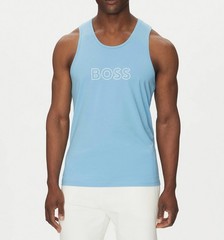 HUGO BOSS Sky Blue Regular Fit Beachwear Cotton TANK TOP MEDIUM