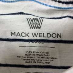 Mack Weldon Men’s LARGE White Striped Cotton Short Sleeve Crew Neck Pocket Tee