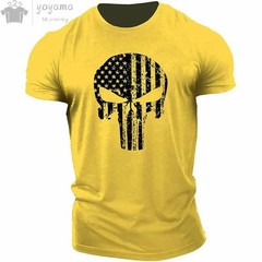 Men’s T Shirt 3d Print Military Patriotic Skull O-neck T Shirt Oversized T-shirt