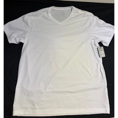 NEW George Men’s XL White Heavyweight V-Neck T-Shirt Blanks Thick Cotton 6 Pack