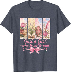 Just A Girl Who Loves to Read Floral Book Lover Unisex T-Shirt