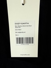 Cozy Earth Men’s Bamboo Stretch-Knit Short Sleeve Tee Lounge Shirt Black Size L
