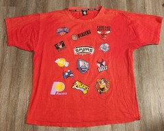 Y2K NBA Basketball Team T Shirt Red XXXL Vintage Bulls Spurs Pacers Lakers 76ers