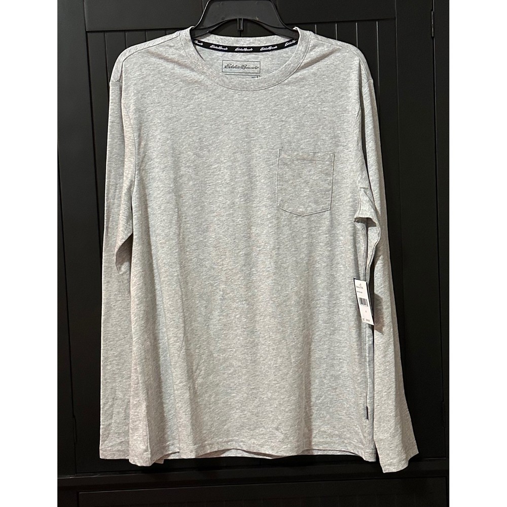 Eddie Bauer Loungewear Men’s Shirt Medium Heather Gray Long Sleeve Lounge NWT